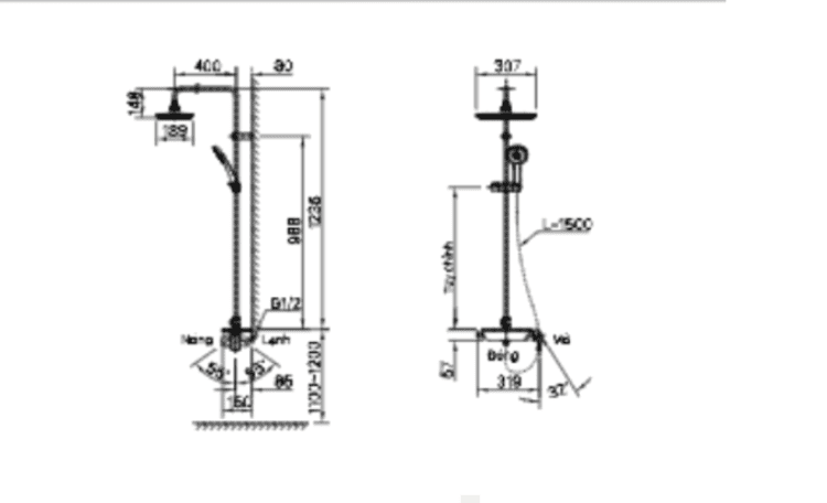 Bản vẽ sen tắm cây BFV-615S-8C