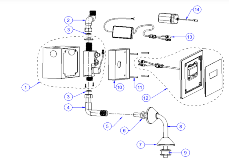 Bản vẽ lắp đặt van xả bồn tiểu OKUV-30SM