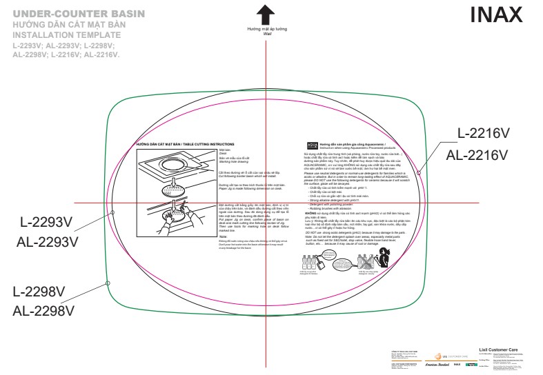 Bản vẽ lắp đặt chậu rửa AL-2094V