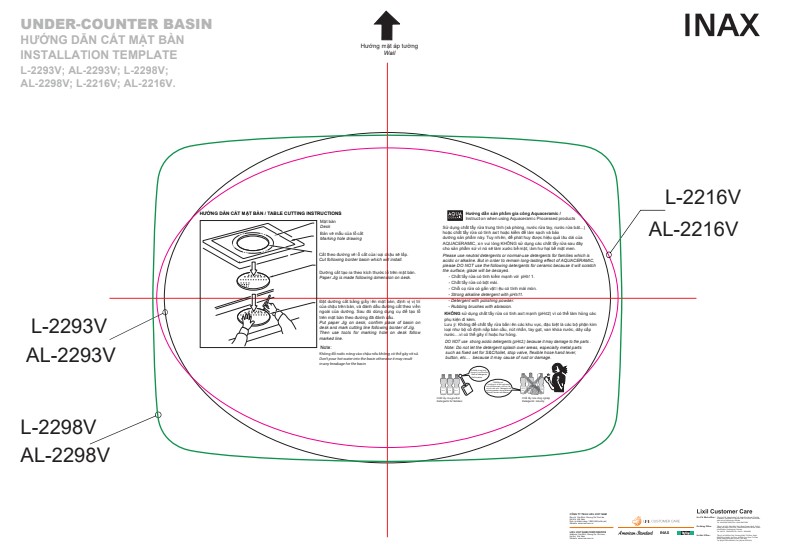 Bản vẽ lắp đặt chậu rửa AL-2216V