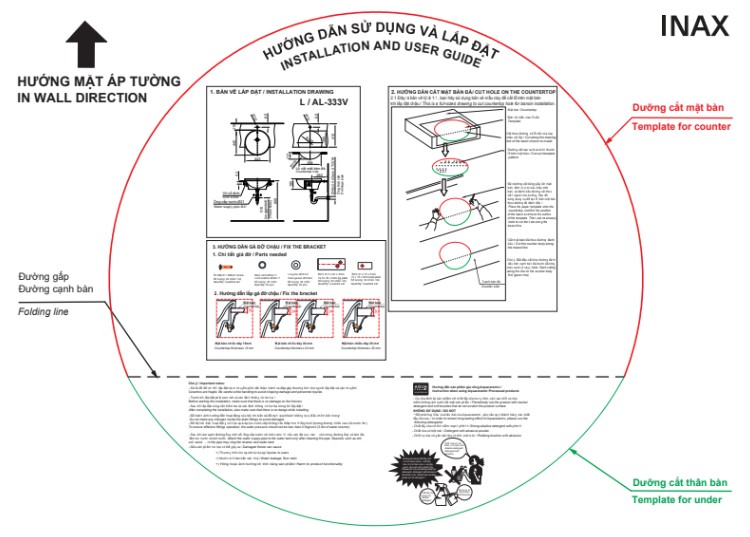 Bản vẽ lắp đặt chậu rửa AL-333V