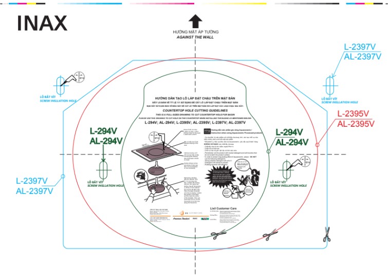 Bản vẽ lắp đặt chậu rửa dương bàn L-2395V(EC/FC)
