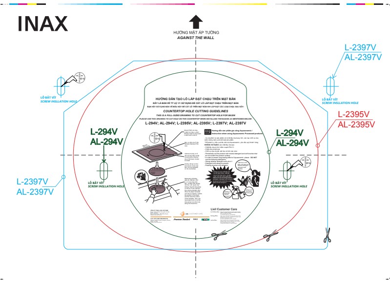 Bản vẽ lắp đặt chậu rửa treo tường L-2397V(EC/FC)