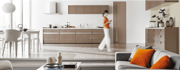 Mẫu bếp mở kết nối phòng khách