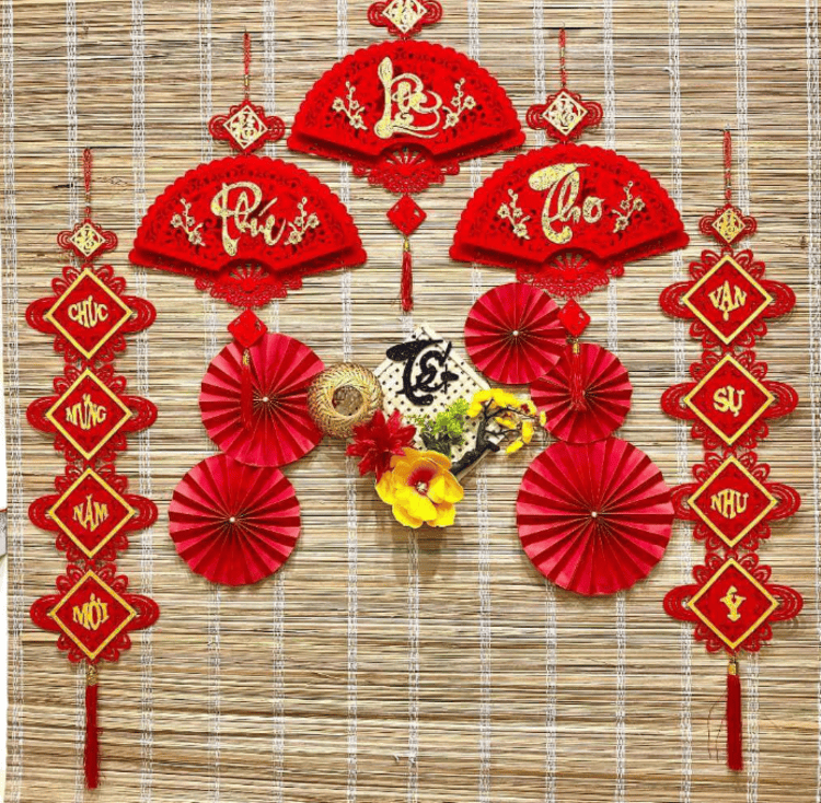 Ý tưởng trang trí Tết với mành tre truyền thống