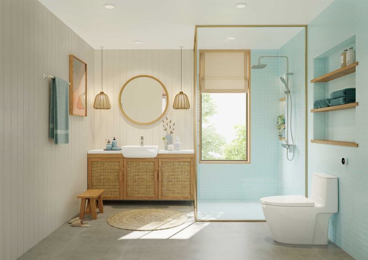 Mẫu bồn cầu phong cách Japandi