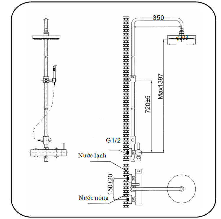 Bản vẽ sen tắm cây BFV-70S