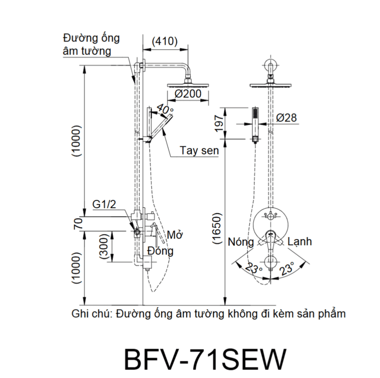 Bản vẽ sen tắm âm tường BFV-71SEW