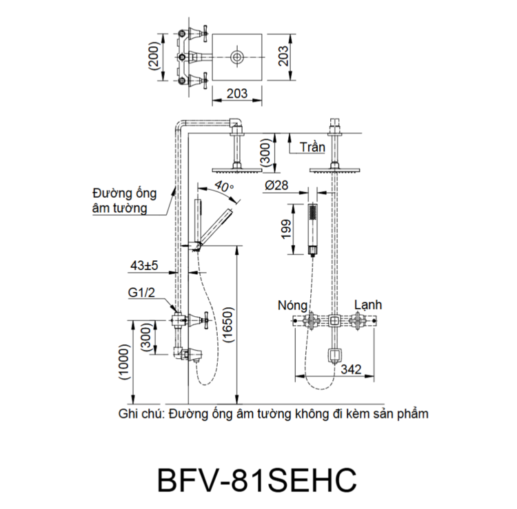 Bản vẽ sen tắm âm tường BFV-81SEHC