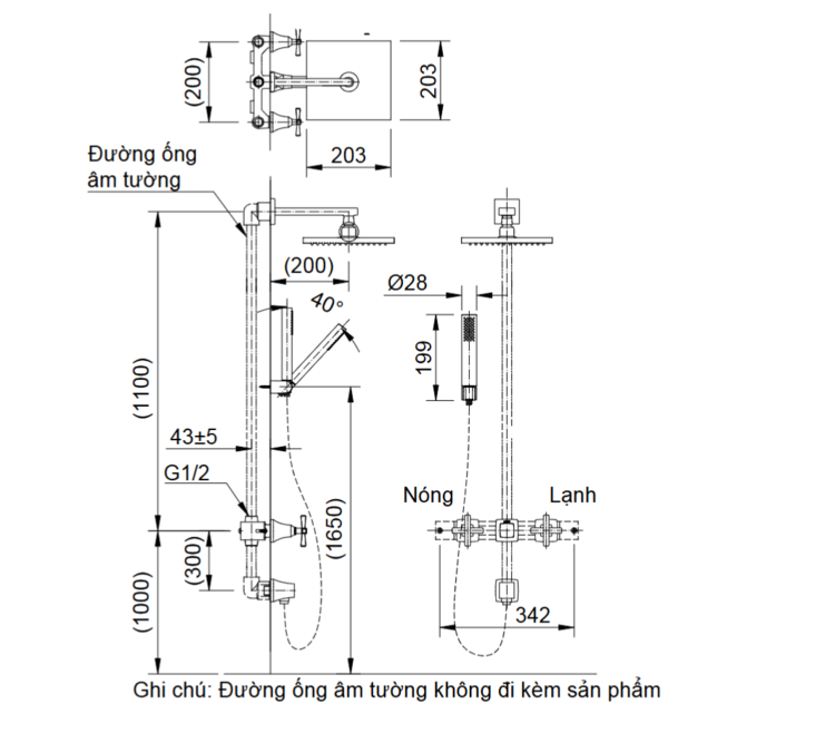 Bản vẽ sen tắm âm tường BFV-81SEHW