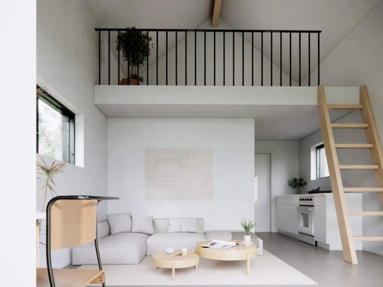 Nhà cấp 4 gác lửng 200 triệu ở thành thị được thiết kế dạng hình ống cho khu đất hạn chế