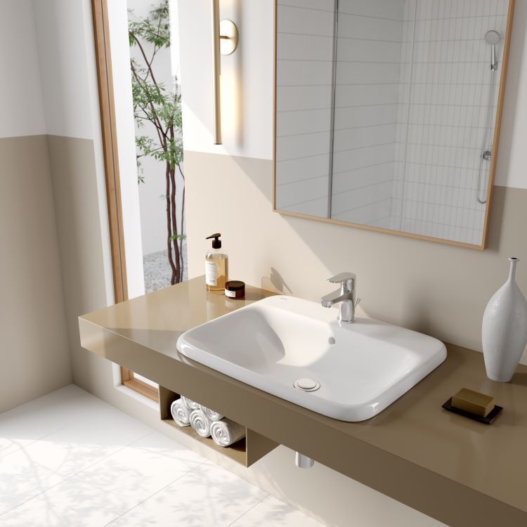 Không gian sử dụng vòi chậu nước nóng lạnh INAX