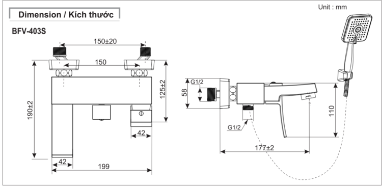 Bản vẽ Sen vòi đơn BFV-403S