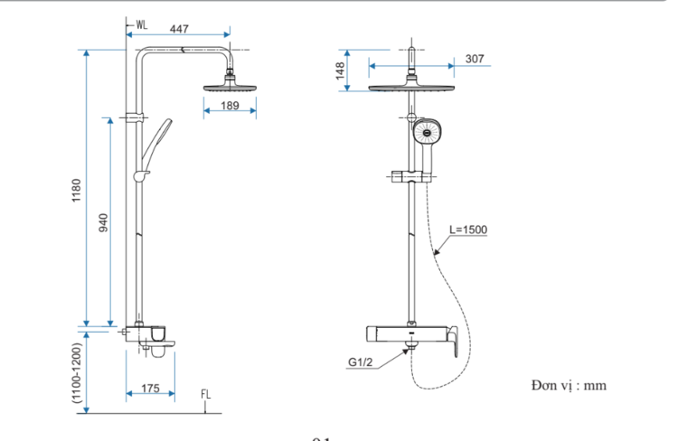 Bản vẽ sen tắm cây BFV-635S